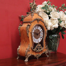Load image into Gallery viewer, x SOLD French Boulle Clock, with Gilt Brass Detail, Walnut Case with Floral Marquetry, Glass Door. B12102