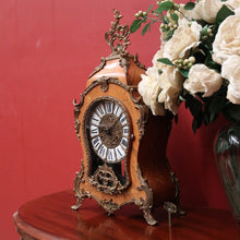 Load image into Gallery viewer, x SOLD French Boulle Clock, with Gilt Brass Detail, Walnut Case with Floral Marquetry, Glass Door. B12102