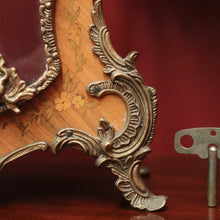 Load image into Gallery viewer, x SOLD French Boulle Clock, with Gilt Brass Detail, Walnut Case with Floral Marquetry, Glass Door. B12102