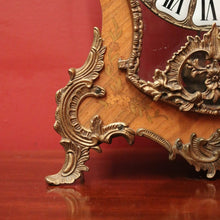 Load image into Gallery viewer, x SOLD French Boulle Clock, with Gilt Brass Detail, Walnut Case with Floral Marquetry, Glass Door. B12102