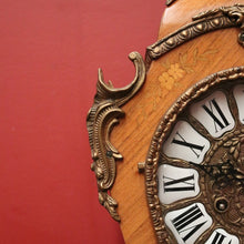 Load image into Gallery viewer, x SOLD French Boulle Clock, with Gilt Brass Detail, Walnut Case with Floral Marquetry, Glass Door. B12102