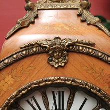 Load image into Gallery viewer, x SOLD French Boulle Clock, with Gilt Brass Detail, Walnut Case with Floral Marquetry, Glass Door. B12102