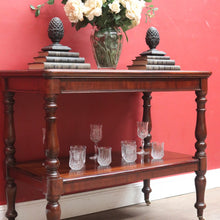 Load image into Gallery viewer, Antique English Mahogany Servery or Dumb Waiter with Turned Legs and Castors. B12651