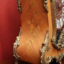 Load image into Gallery viewer, x SOLD French Boulle Clock, with Gilt Brass Detail, Walnut Case with Floral Marquetry, Glass Door. B12102