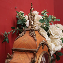 Load image into Gallery viewer, x SOLD French Boulle Clock, with Gilt Brass Detail, Walnut Case with Floral Marquetry, Glass Door. B12102