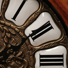 Load image into Gallery viewer, x SOLD French Boulle Clock, with Gilt Brass Detail, Walnut Case with Floral Marquetry, Glass Door. B12102