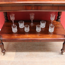 Load image into Gallery viewer, Antique English Mahogany Servery or Dumb Waiter with Turned Legs and Castors. B12651