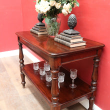 Load image into Gallery viewer, Antique English Mahogany Servery or Dumb Waiter with Turned Legs and Castors. B12651