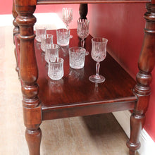Load image into Gallery viewer, Antique English Mahogany Servery or Dumb Waiter with Turned Legs and Castors. B12651