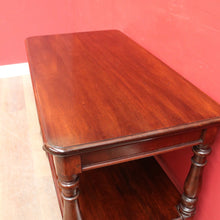 Load image into Gallery viewer, Antique English Mahogany Servery or Dumb Waiter with Turned Legs and Castors. B12651