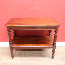 Load image into Gallery viewer, Antique English Mahogany Servery or Dumb Waiter with Turned Legs and Castors. B12651