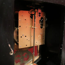 Load image into Gallery viewer, x SOLD French Boulle Clock, with Gilt Brass Detail, Walnut Case with Floral Marquetry, Glass Door. B12102