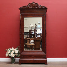 Load image into Gallery viewer, x SOLD Antique French Walnut and Mirror Linen Press or Hall Cabinet with Mirror Door. B12238