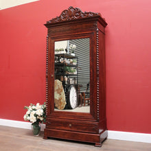 Load image into Gallery viewer, x SOLD Antique French Walnut and Mirror Linen Press or Hall Cabinet with Mirror Door. B12238