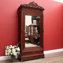 Load image into Gallery viewer, x SOLD Antique French Walnut and Mirror Linen Press or Hall Cabinet with Mirror Door. B12238