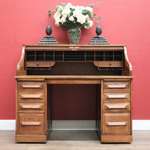 Load image into Gallery viewer, x SOLD Antique Cutler Desk, Cutler Roll Top Desk, Office Desk, Railway Tambour Roll Top. B11789