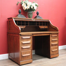 Load image into Gallery viewer, x SOLD Antique Cutler Desk, Cutler Roll Top Desk, Office Desk, Railway Tambour Roll Top. B11789