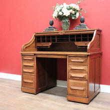 Load image into Gallery viewer, x SOLD Antique Cutler Desk, Cutler Roll Top Desk, Office Desk, Railway Tambour Roll Top. B11789