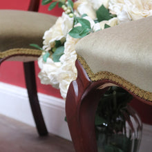 Load image into Gallery viewer, Pair of Australian Cedar Hall Chairs with Carved Floral Detail and Green Seats. B12649