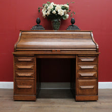 Load image into Gallery viewer, x SOLD Antique Cutler Desk, Cutler Roll Top Desk, Office Desk, Railway Tambour Roll Top. B11789