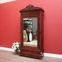 Load image into Gallery viewer, x SOLD Antique French Walnut and Mirror Linen Press or Hall Cabinet with Mirror Door. B12238