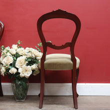 Load image into Gallery viewer, Pair of Australian Cedar Hall Chairs with Carved Floral Detail and Green Seats. B12649
