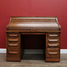 Load image into Gallery viewer, x SOLD Antique Cutler Desk, Cutler Roll Top Desk, Office Desk, Railway Tambour Roll Top. B11789