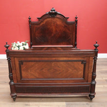 Load image into Gallery viewer, x SOLD Antique French Rosewood Bed, Double. includes slat base, Foot, Headboard, Side Rails. B12237