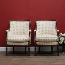 Load image into Gallery viewer, x SOLD A Pair of Antique French Armchairs, Walnut and Down-Filled Cushion Armchairs Wing Back Chairs. B11786