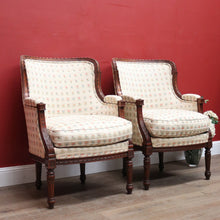 Load image into Gallery viewer, x SOLD A Pair of Antique French Armchairs, Walnut and Down-Filled Cushion Armchairs Wing Back Chairs. B11786