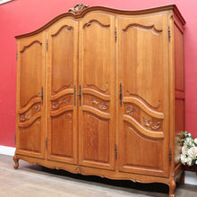 Load image into Gallery viewer, Antique French Oak Four Door Armoire Wardrobe Circa 1910 with Three Keys. B12821