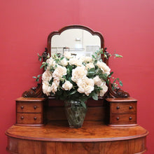 Load image into Gallery viewer, x SOLD Antique English Dressing Table, Walnut and Burr Walnut Mirror Back Dresser. B11160