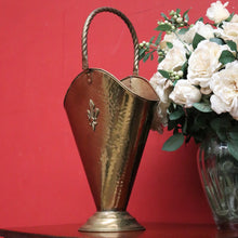 Load image into Gallery viewer, x SOLD Antique Brass Umbrella Holder with Fleur de Lis, Walking Stick Holder or Display. B10134