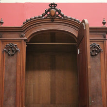 Load image into Gallery viewer, x SOLD Antique French Wardrobe, Walnut and Cane Armoire with Bevelled Mirror Door & Key B11116