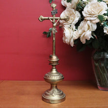 Load image into Gallery viewer, Vintage French Crucifix, Free Standing Cross, Brass Cross Jesus on Cross B10244