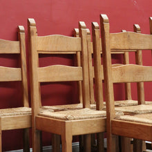 Load image into Gallery viewer, x SOLD Set of 6 French Chairs, 6 Antique Oak and Rush Seat Dining Chairs Kitchen Chairs B10936