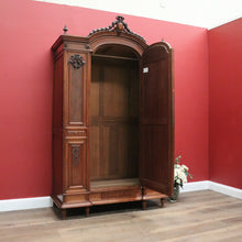 Load image into Gallery viewer, x SOLD Antique French Wardrobe, Walnut and Cane Armoire with Bevelled Mirror Door & Key B11116