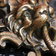 Load image into Gallery viewer, x SOLD Antique French Brass Door Knocker, Antique Brass Lion's Head, Dragon Ring Handle B10769