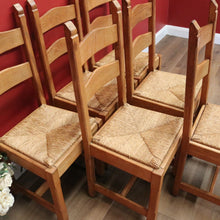 Load image into Gallery viewer, x SOLD Set of 6 French Chairs, 6 Antique Oak and Rush Seat Dining Chairs Kitchen Chairs B10936