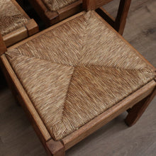 Load image into Gallery viewer, x SOLD Set of 6 French Chairs, 6 Antique Oak and Rush Seat Dining Chairs Kitchen Chairs B10936