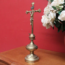 Load image into Gallery viewer, x SOLD Vintage French Crucifix, Free Standing Cross, Brass Cross Jesus on Cross B10244