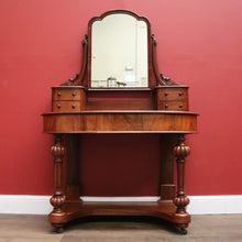 Load image into Gallery viewer, x SOLD Antique English Dressing Table, Walnut and Burr Walnut Mirror Back Dresser. B11160