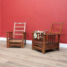 Load image into Gallery viewer, x SOLD Pair of Vintage Oak Recliner Outdoor Indoor Armchairs B10708