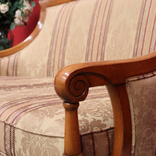 Load image into Gallery viewer, x SOLD Vintage French Settee, 2 Seat Sofa, Lounge, Vintage Hall Chair Gold and Burgundy. B10443