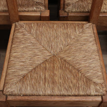 Load image into Gallery viewer, x SOLD Set of 6 French Chairs, 6 Antique Oak and Rush Seat Dining Chairs Kitchen Chairs B10936