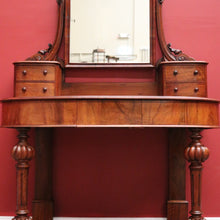 Load image into Gallery viewer, x SOLD Antique English Dressing Table, Walnut and Burr Walnut Mirror Back Dresser. B11160