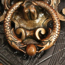Load image into Gallery viewer, x SOLD Antique French Brass Door Knocker, Antique Brass Lion's Head, Dragon Ring Handle B10769