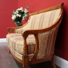 Load image into Gallery viewer, x SOLD Vintage French Settee, 2 Seat Sofa, Lounge, Vintage Hall Chair Gold and Burgundy. B10443