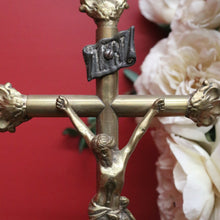 Load image into Gallery viewer, x SOLD Vintage French Crucifix, Free Standing Cross, Brass Cross Jesus on Cross B10244