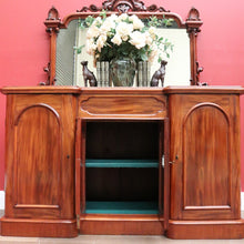 Load image into Gallery viewer, x SOLD Antique English Sideboard, Mahogany Mirror Back Inverted Sideboard Cabinet B10825